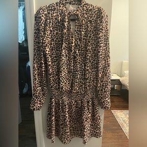 Parker Smocked Drop-Waist Dress pink leopard